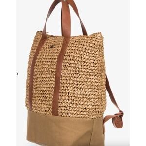ROXY Beach Lover Woven Tan Tote Backpack Bag Medium Size Great Condition